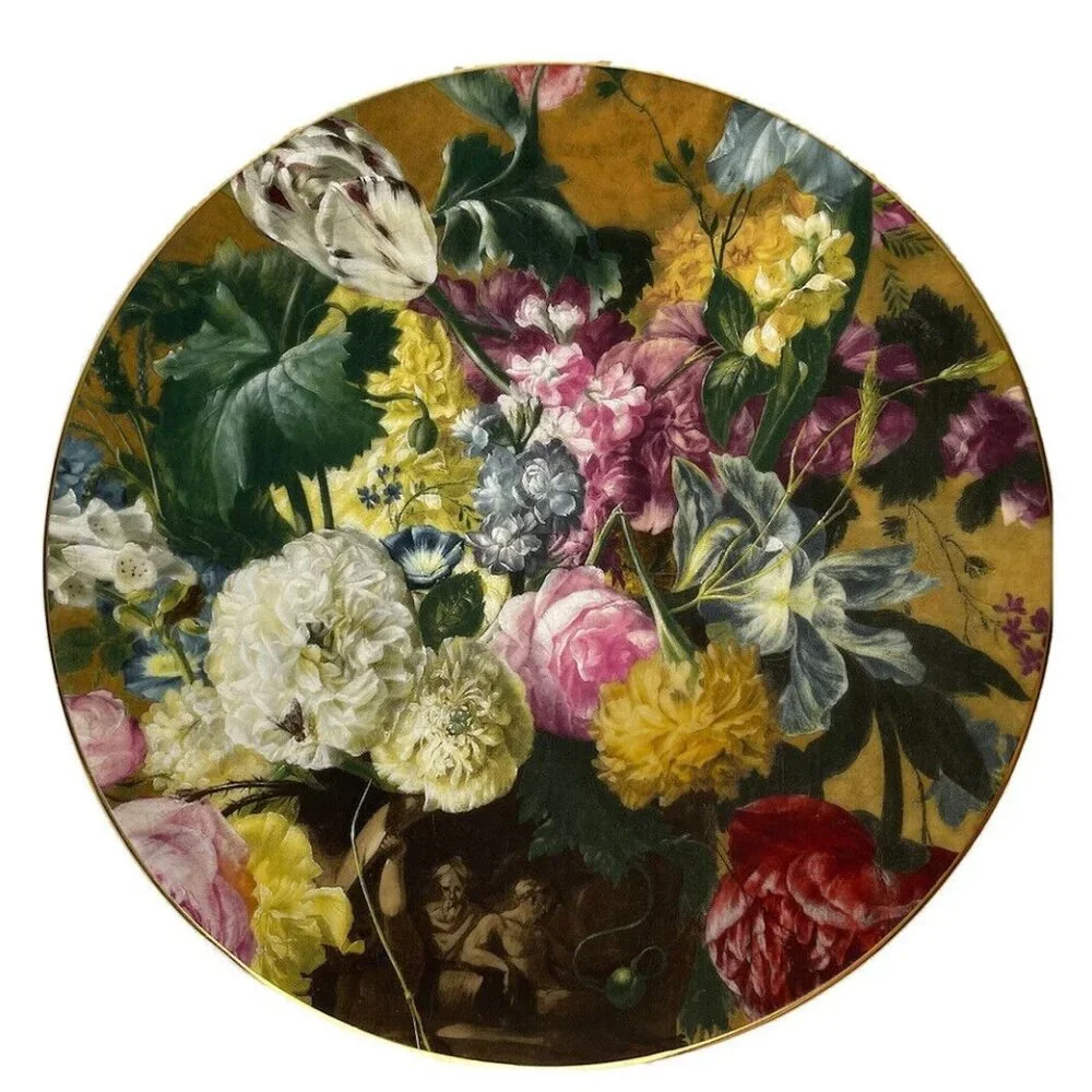 Porcelaine LG C. Limoges Dec. a la main Fully Decorated Floral Plate, Wall Decor